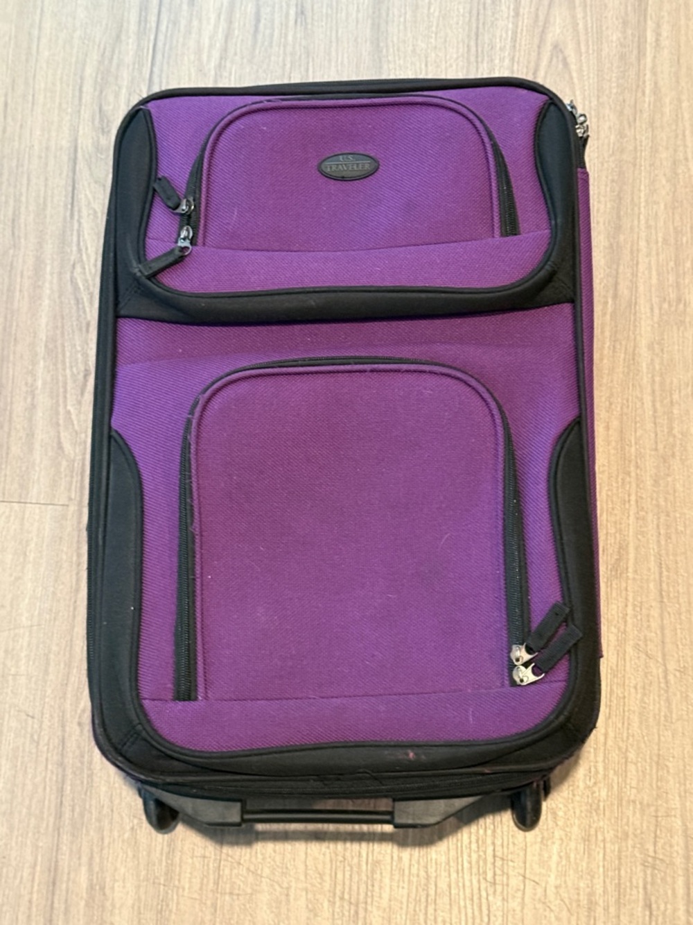 Purple Carry-On Suitcase with Black Trim